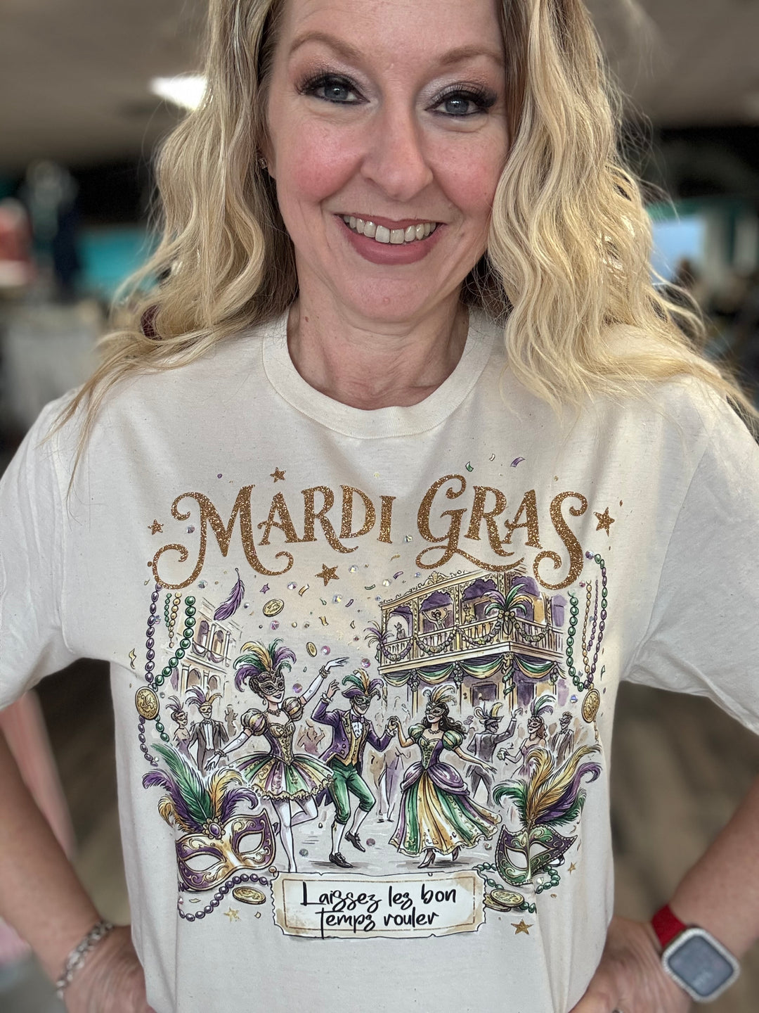 Gold glitter Mardi Gras bling t-shirt