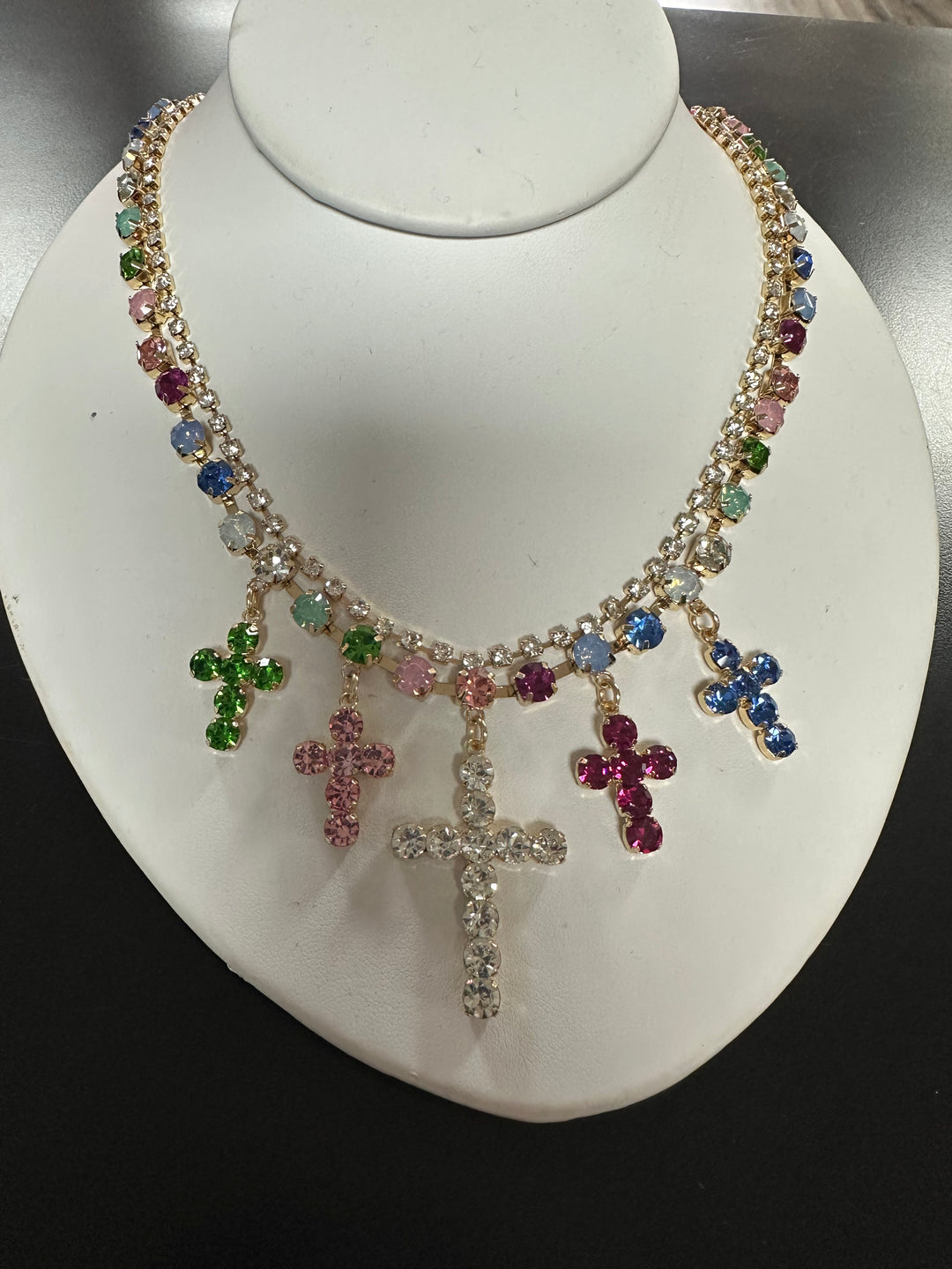 Multi-Cross Rhinestone Necklace