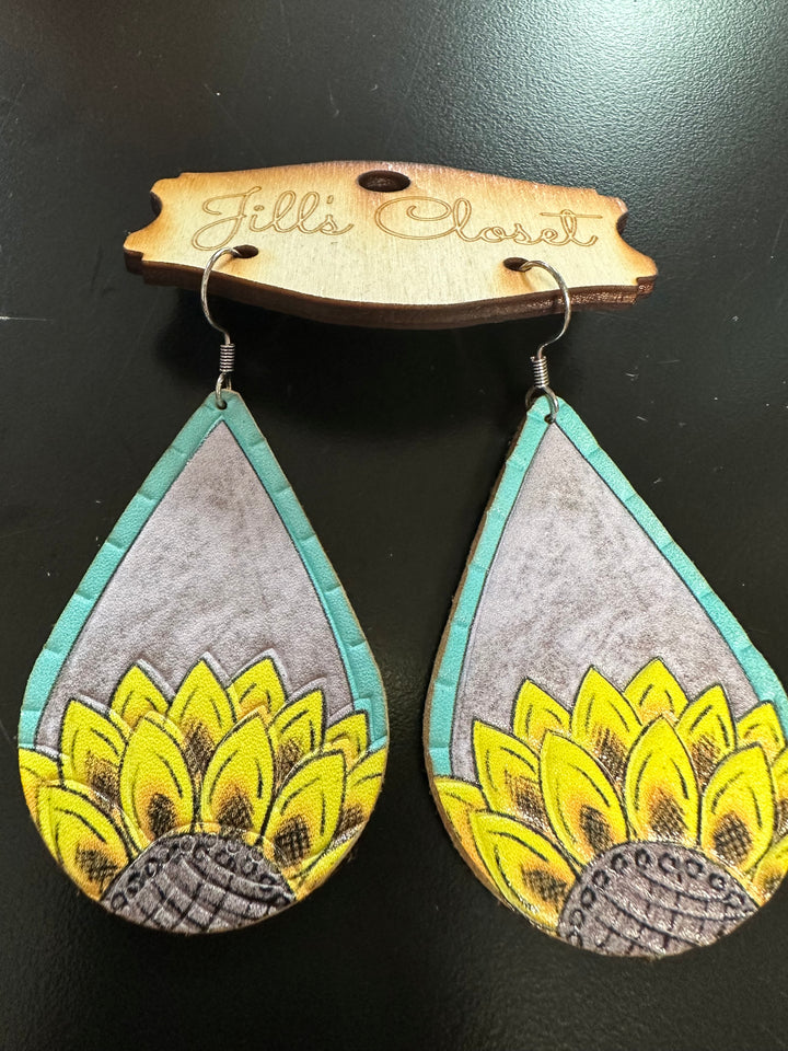 Sunflower Teardrop Earrings