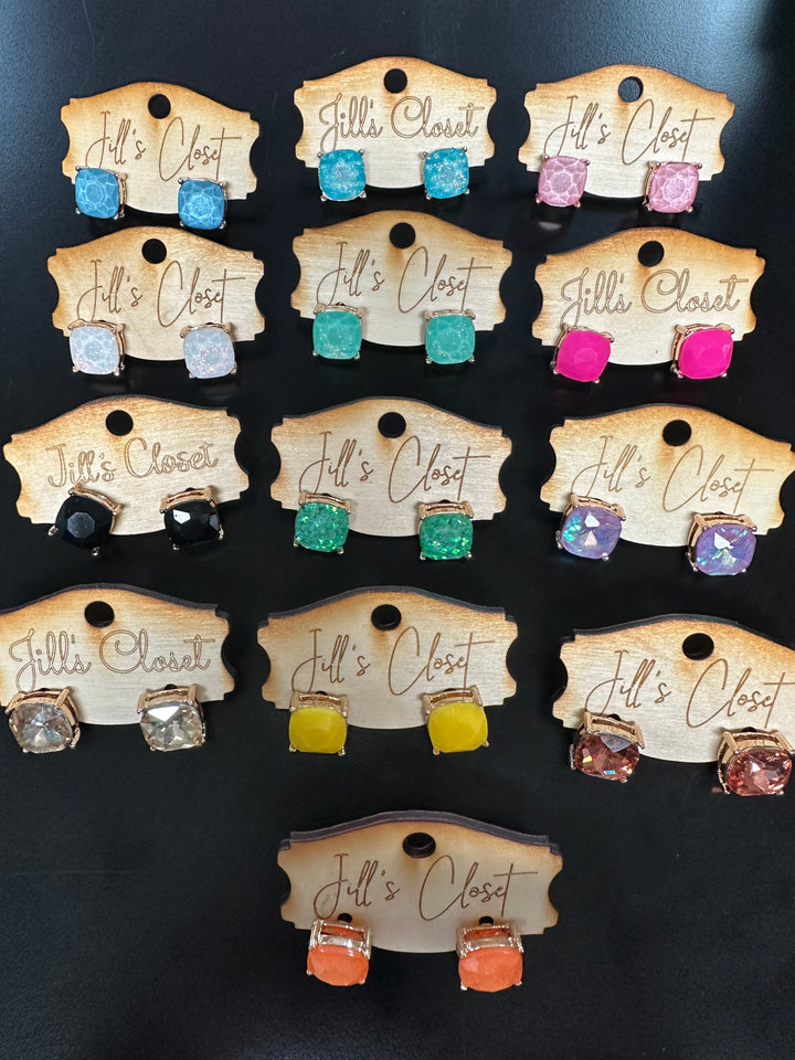 Lg Square Stud Earrings