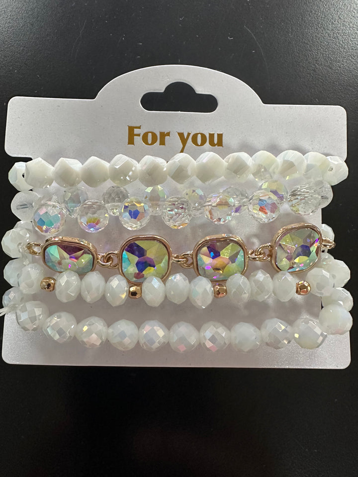 White Stacked Bracelet Set
