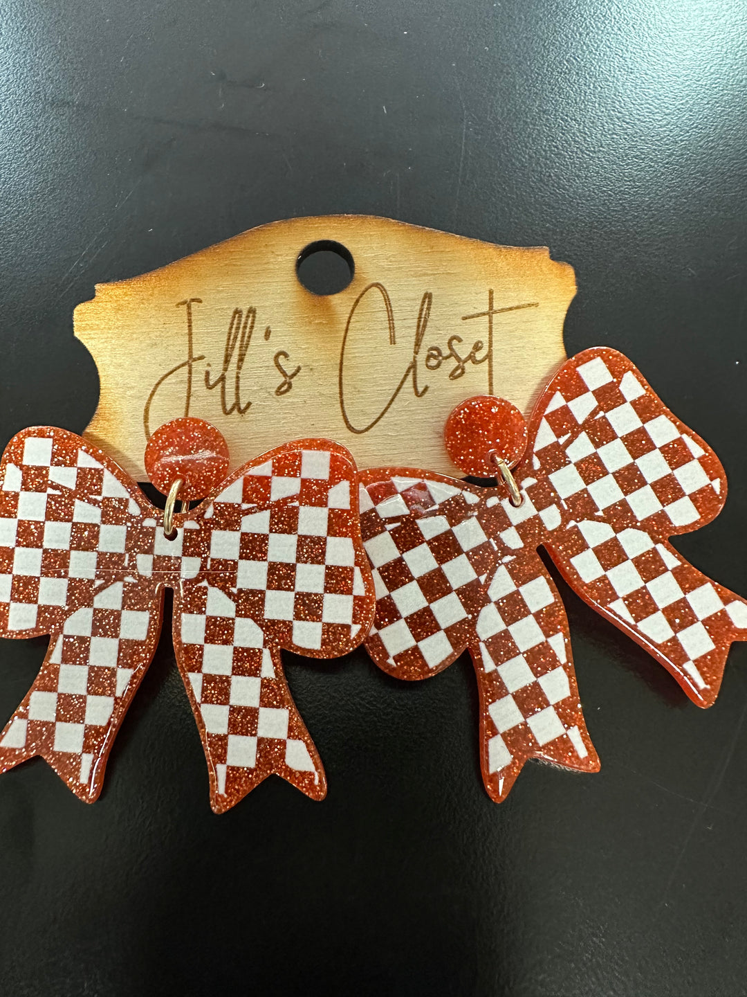 Checkered Bow Earrings