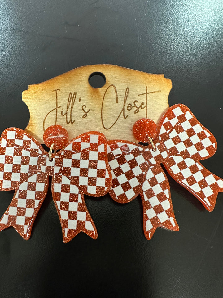 Checkered Bow Earrings