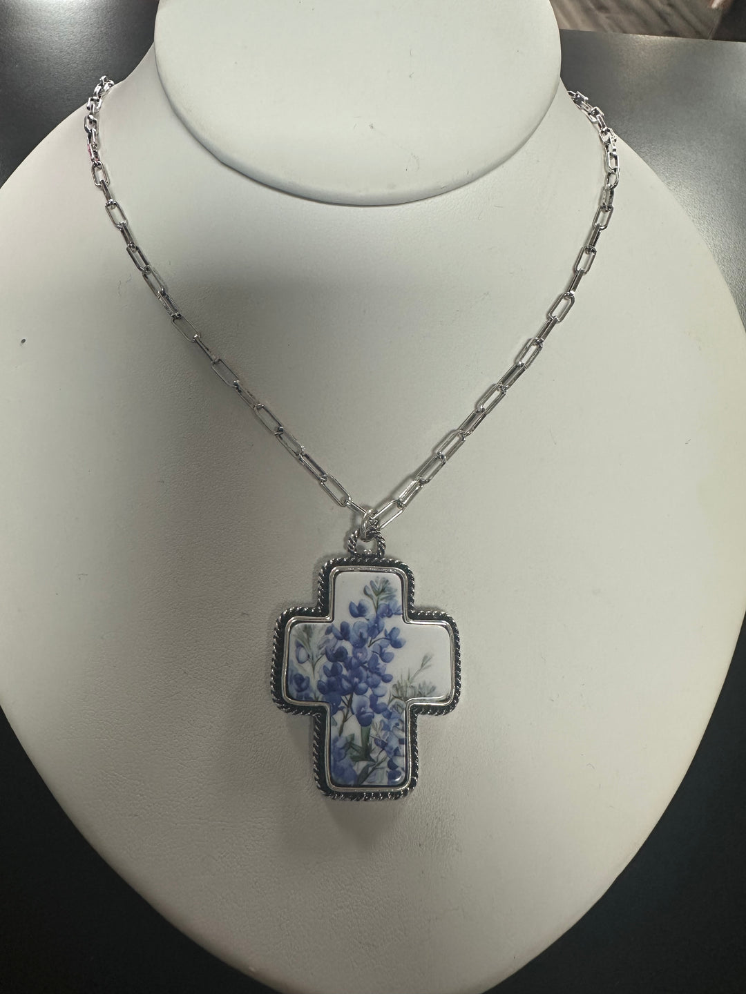 Bluebonnet Cross Necklace