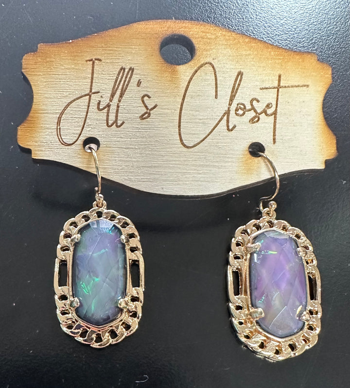 Iridescent Golden Fishhook Earrings