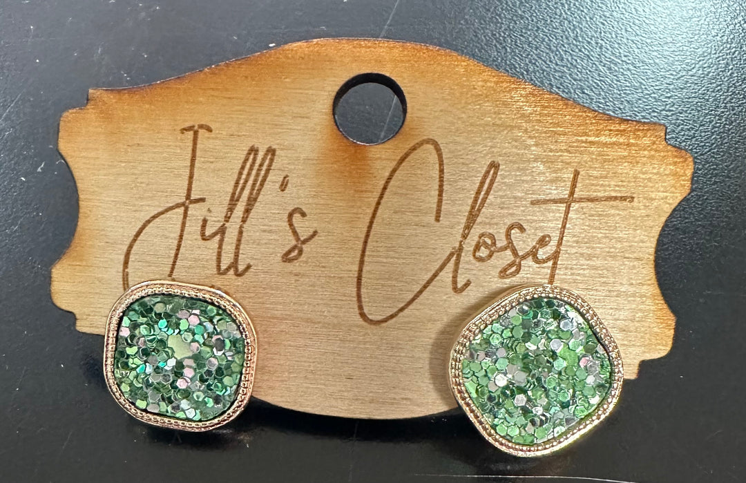 Square Sequin Stud Earrings