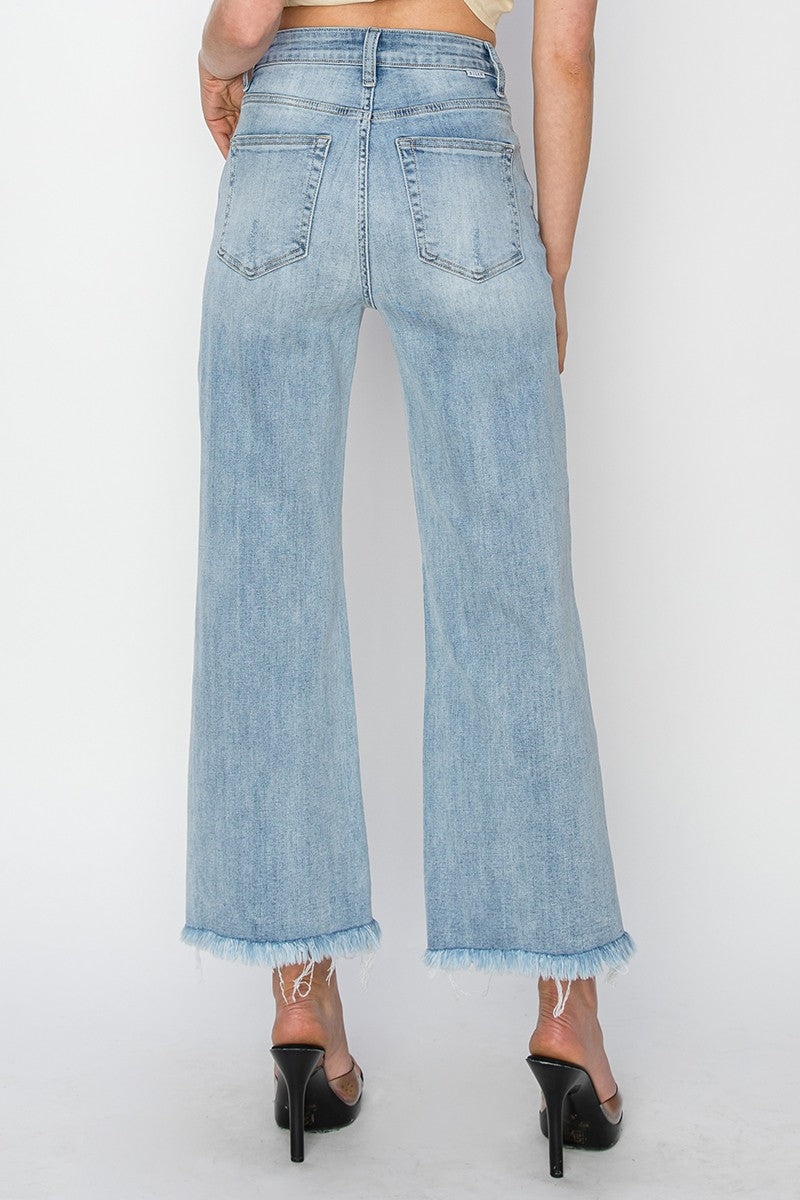 Risen High Waist  Wide Leg  crop jean