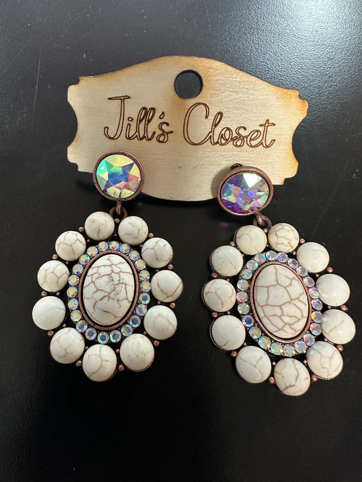 White Buffalo Concho Earrings