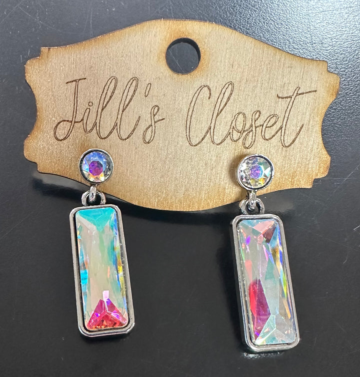 Long Rectangular Stud Earrings
