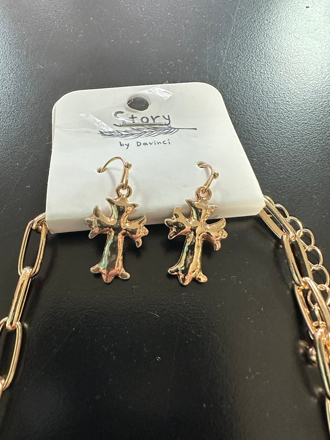 Gold Charm Necklace & Earrings Set