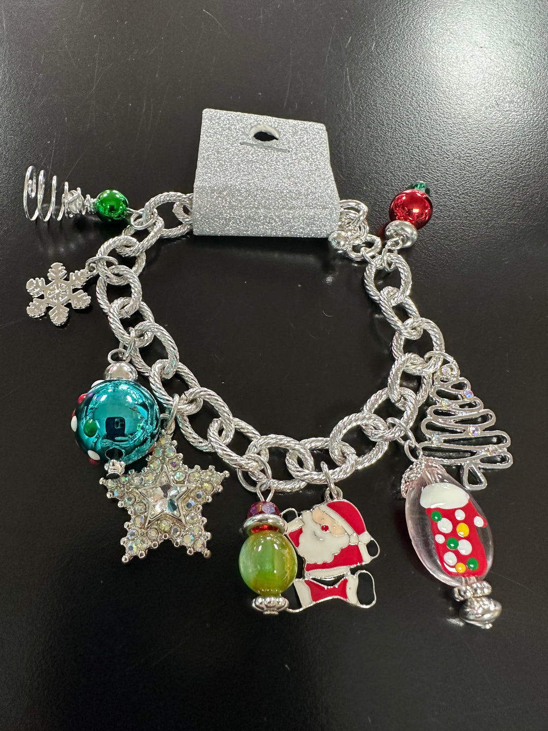 Silver Link Christmas Charm Bracelet