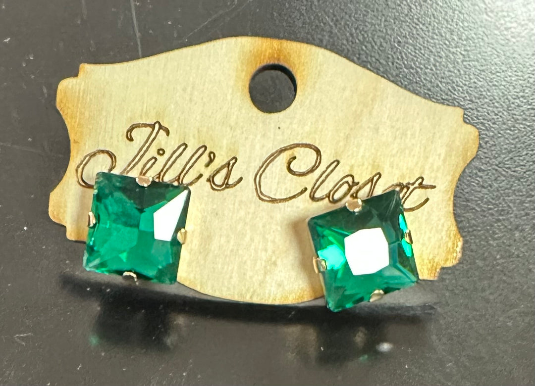 Square Bling Stud Earrings