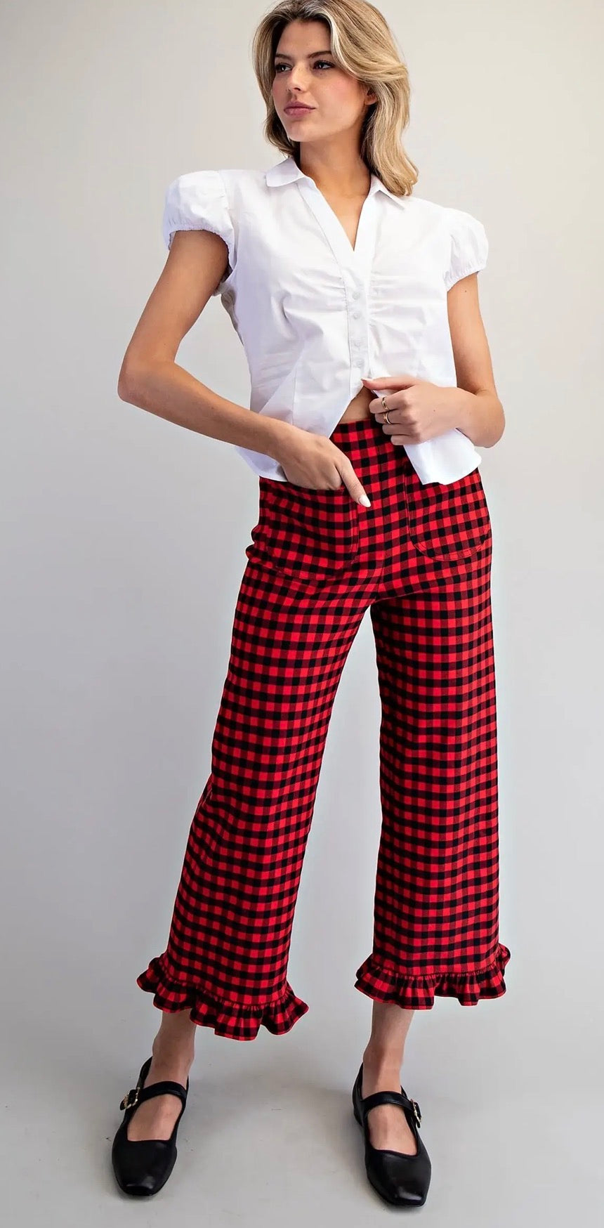 Buffalo Check Ruffled Pants