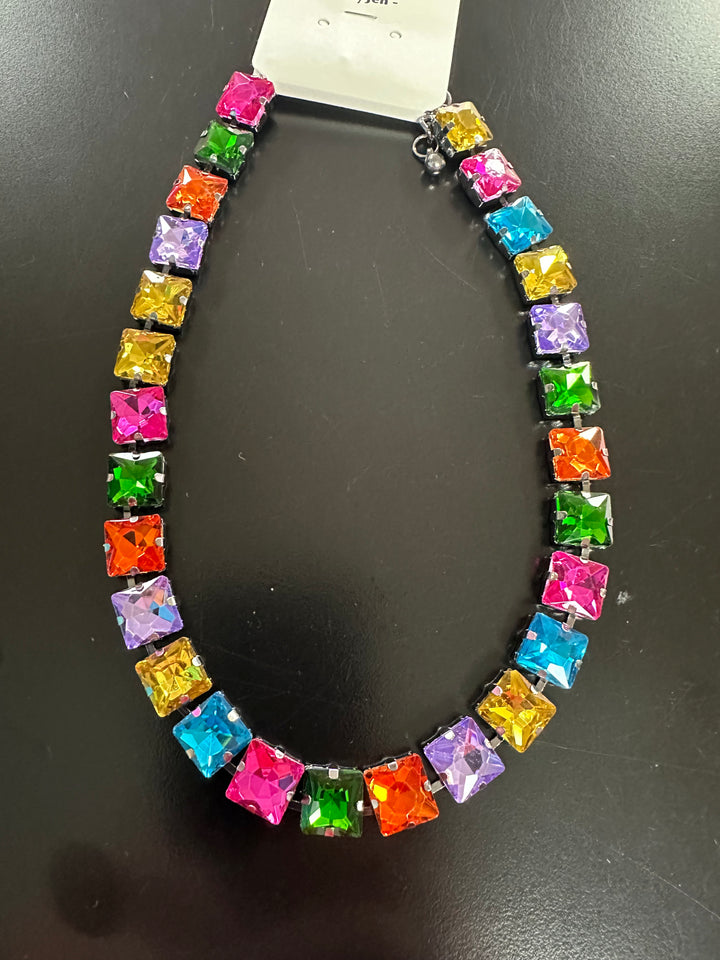 Square Faceted Stone Bling Necklace or Earrings