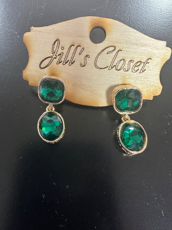 Oval Faceted Stone Stud Earrings