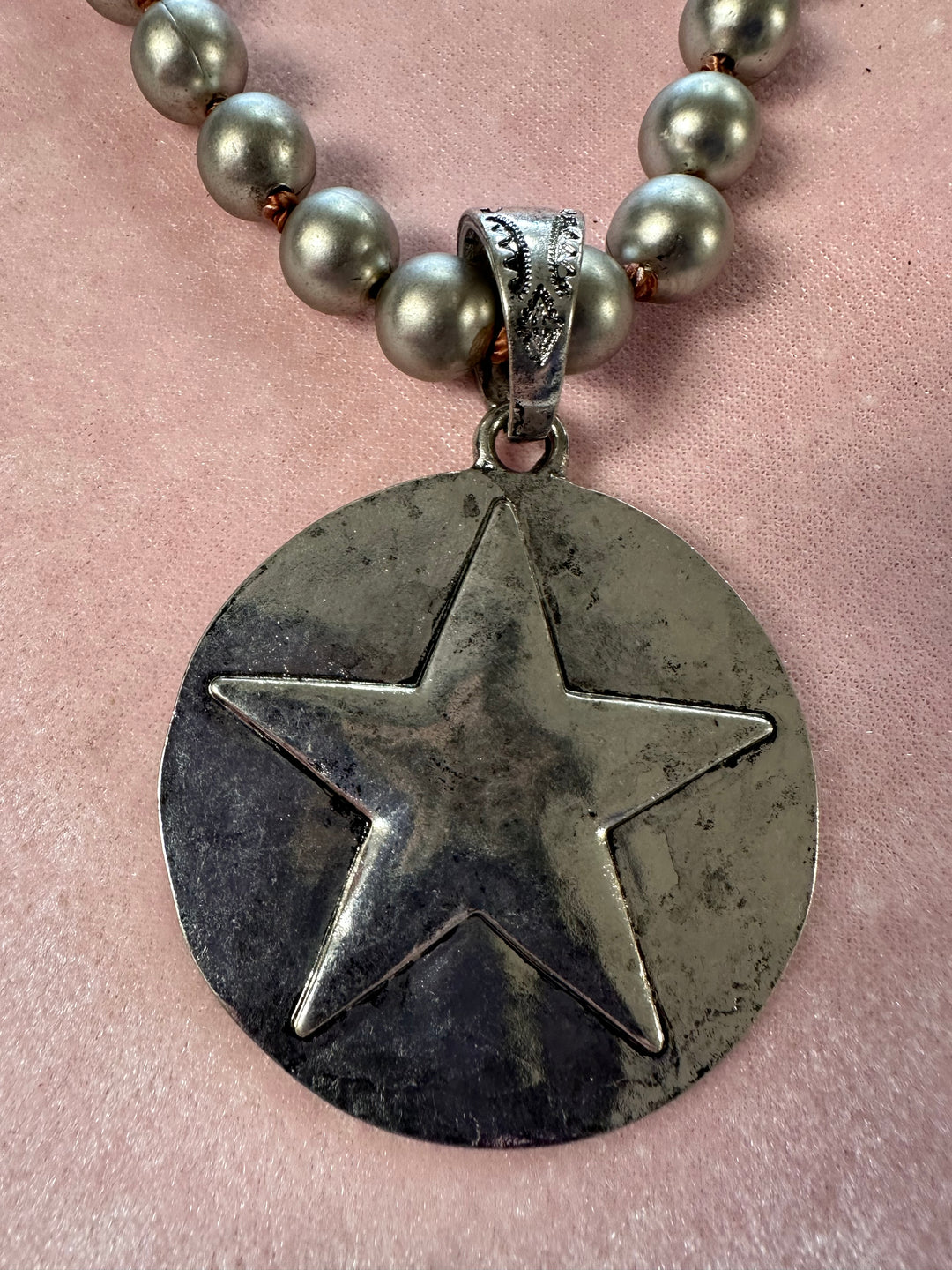 Knotted Silver Bead Pendant Necklace