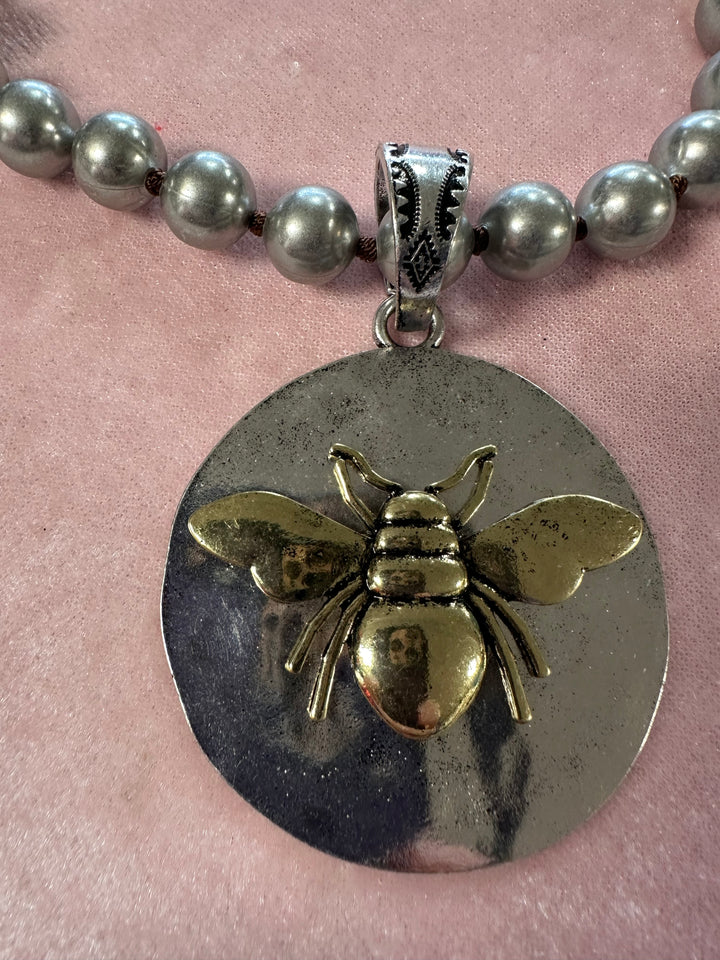 Knotted Silver Bead Pendant Necklace