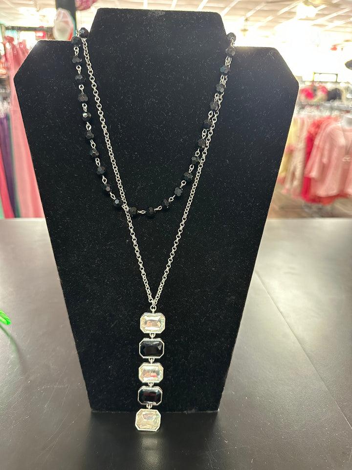 Black & Crystal 28” Necklace