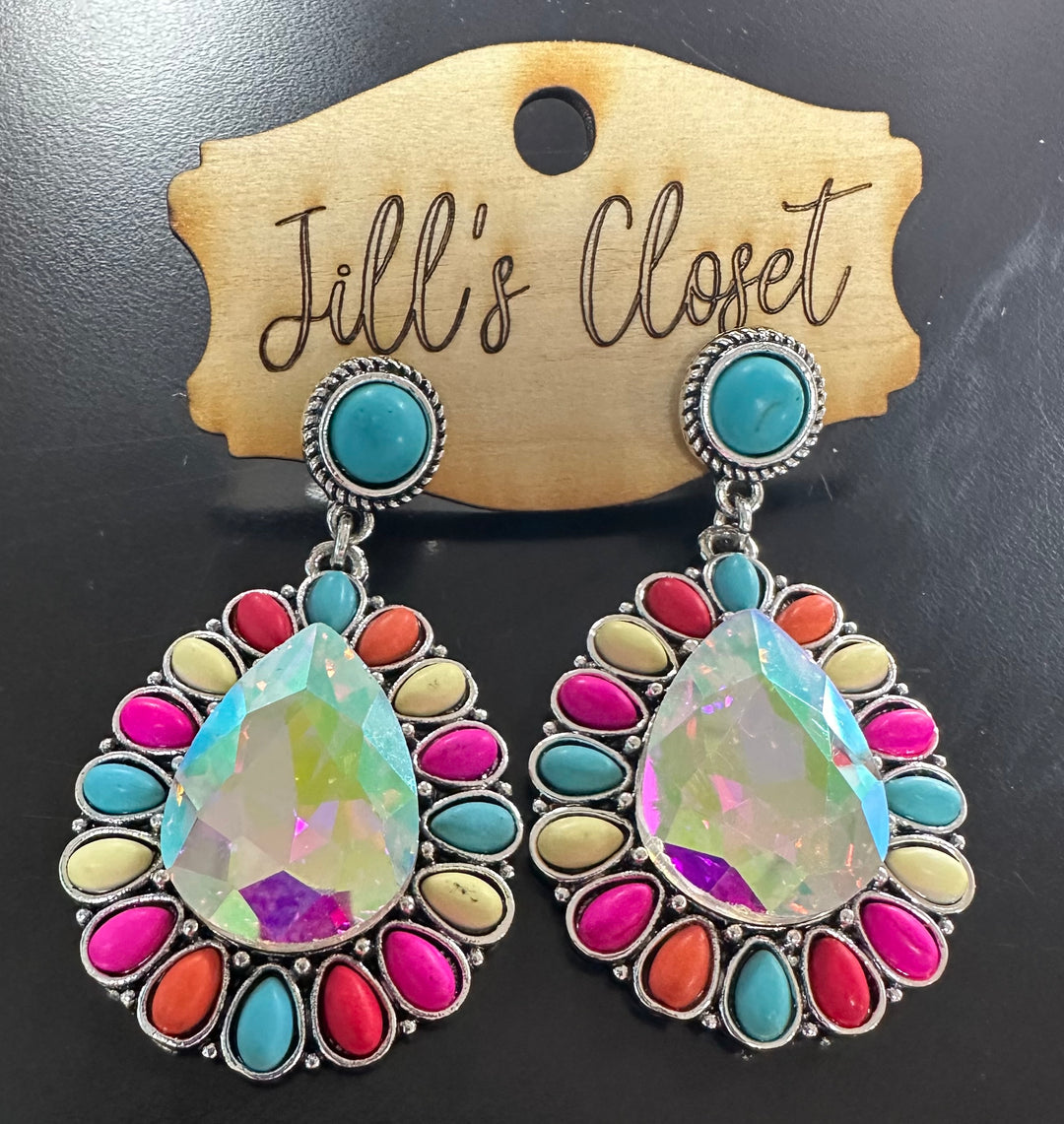 Multicolored Stone Stud Earrings