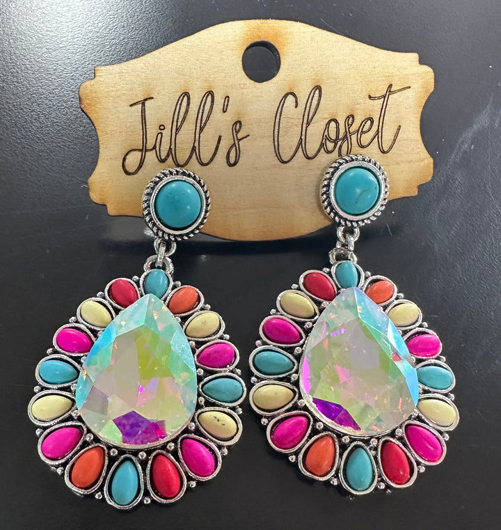 Multicolored Stone Stud Earrings