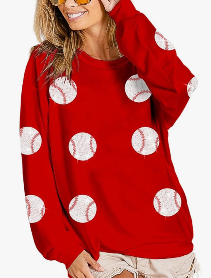 Bibi Sequin Baseball Pullover