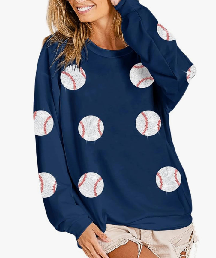 Bibi Sequin Baseball Pullover