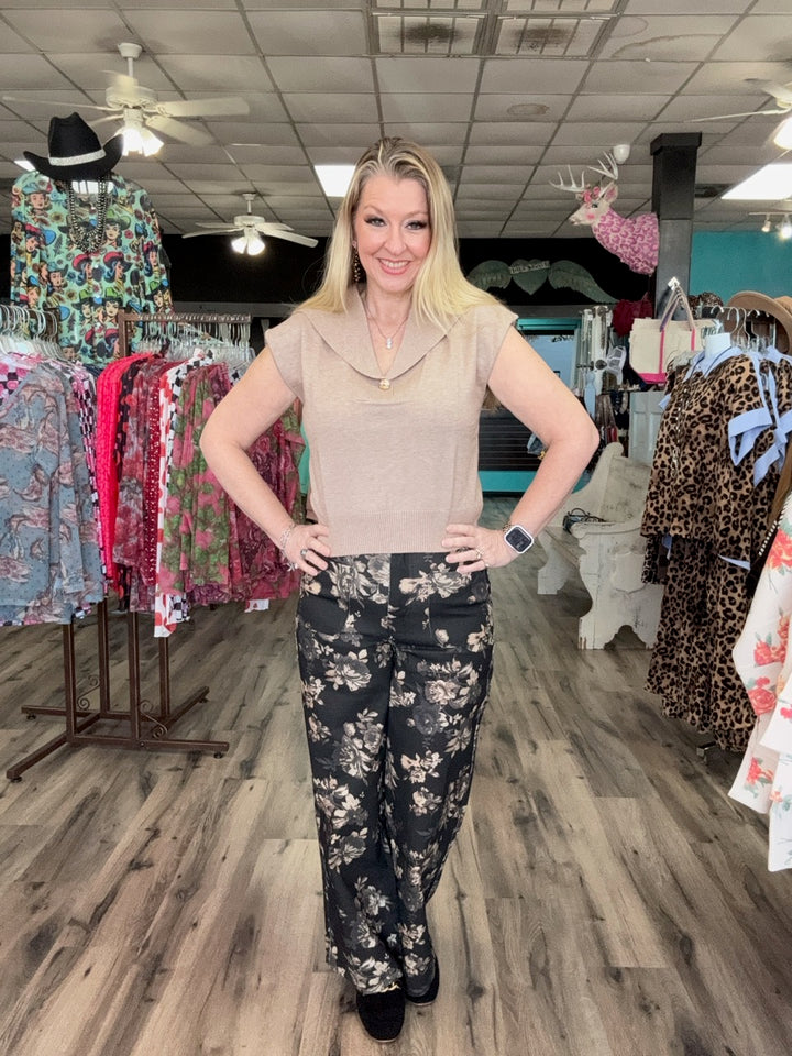 Black Flower Jeans