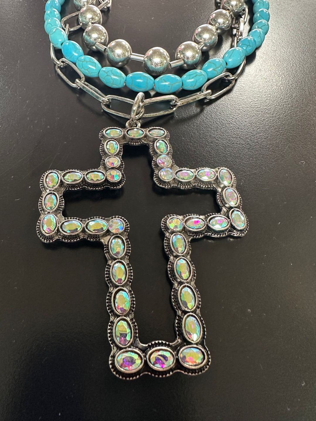 Bling Cross Necklace Set