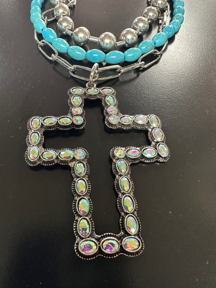 Bling Cross Necklace Set