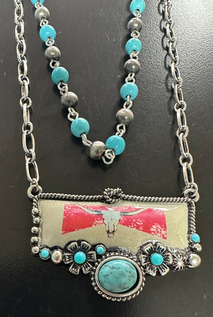 Bull skull  Turquoise Necklace