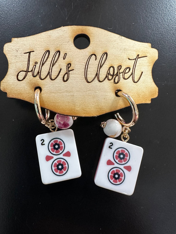 Mahjong Hoop Tile Earrings
