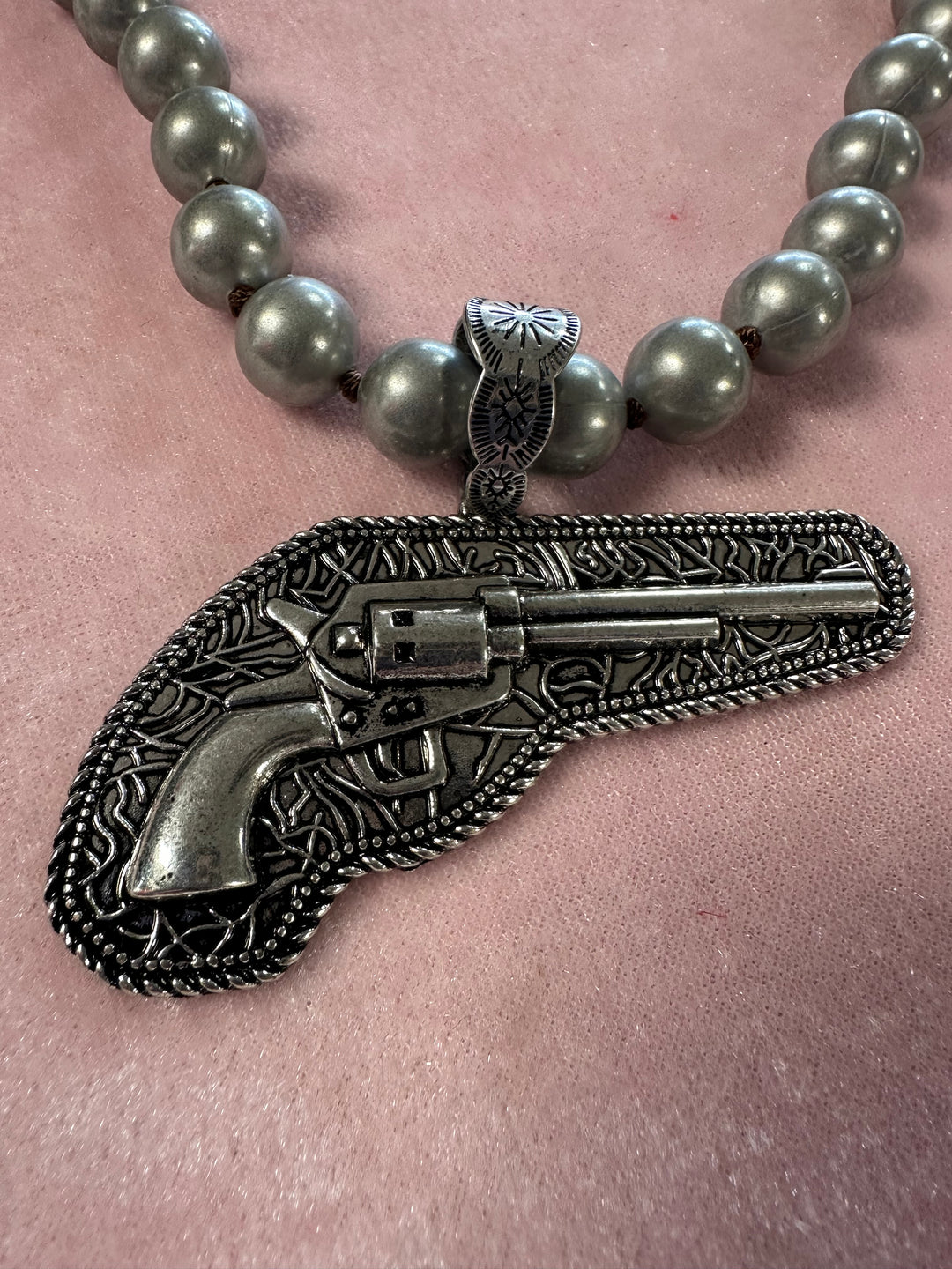 Knotted Silver Bead Pendant Necklace