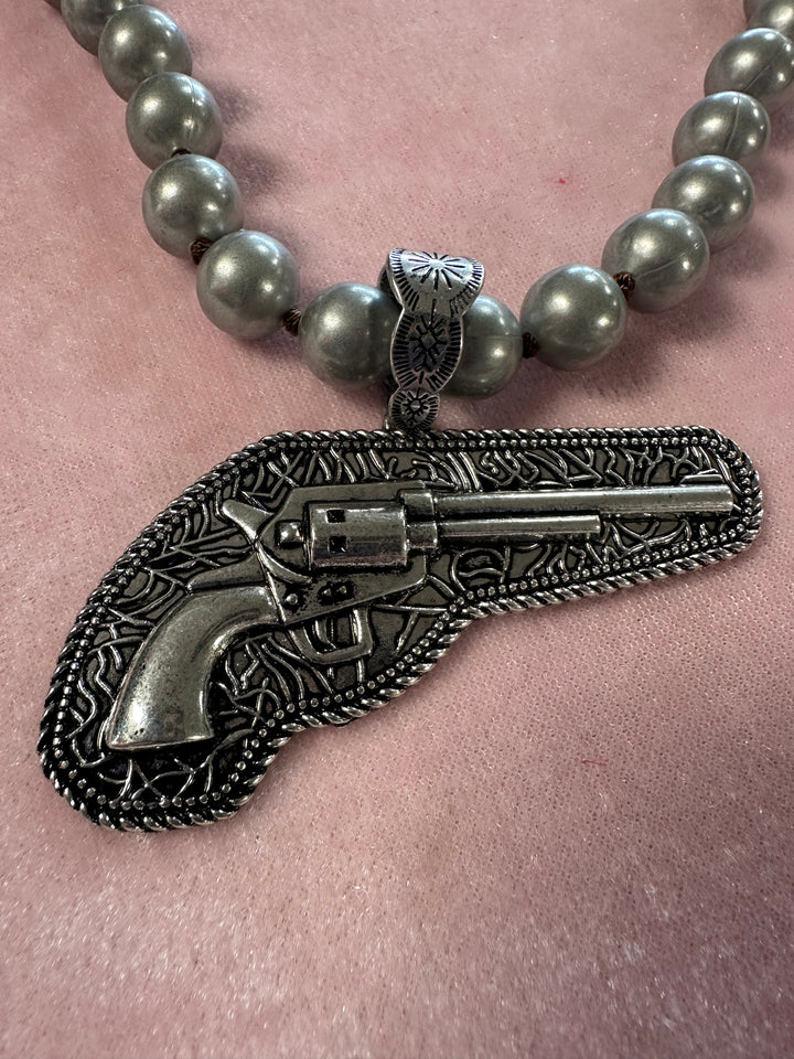 Knotted Silver Bead Pendant Necklace