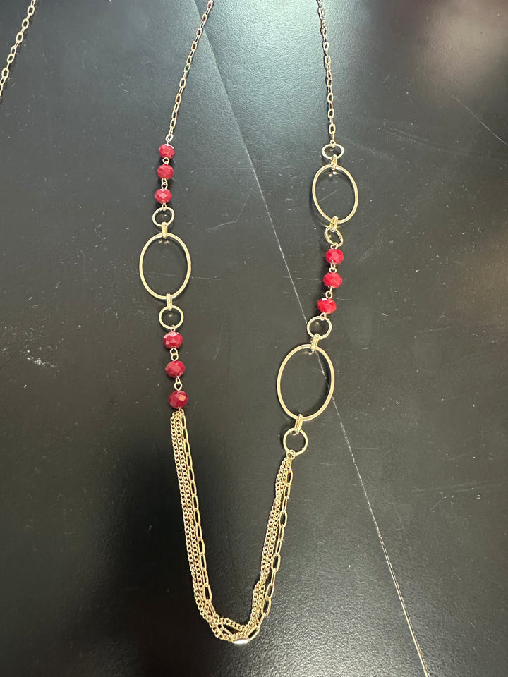 Oval Chain Beaded Necklace