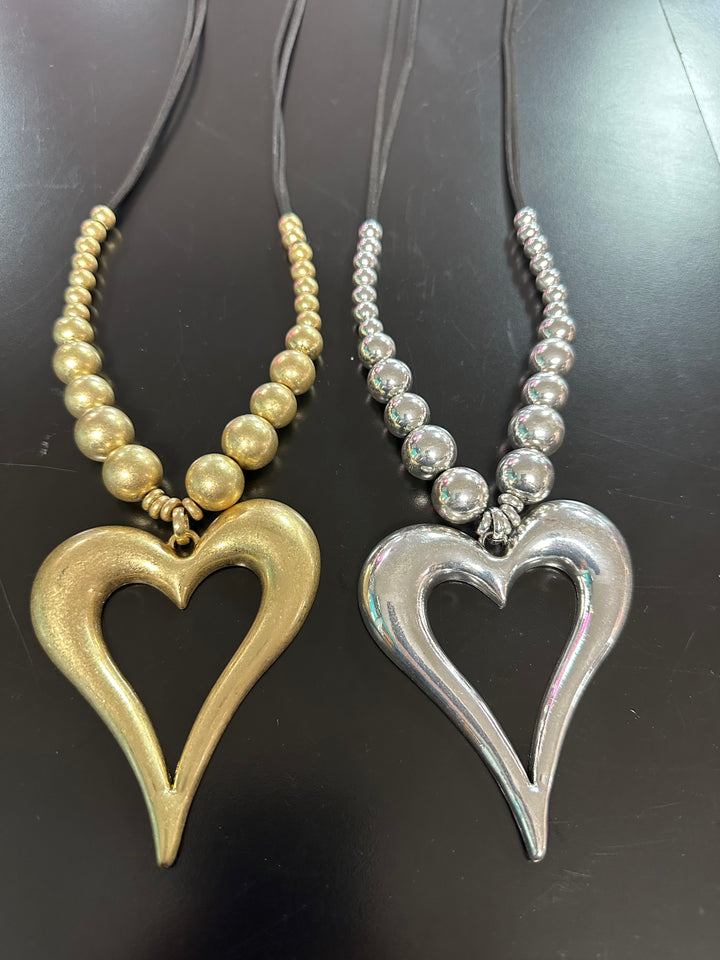 Beads & Heart Pendant Necklace