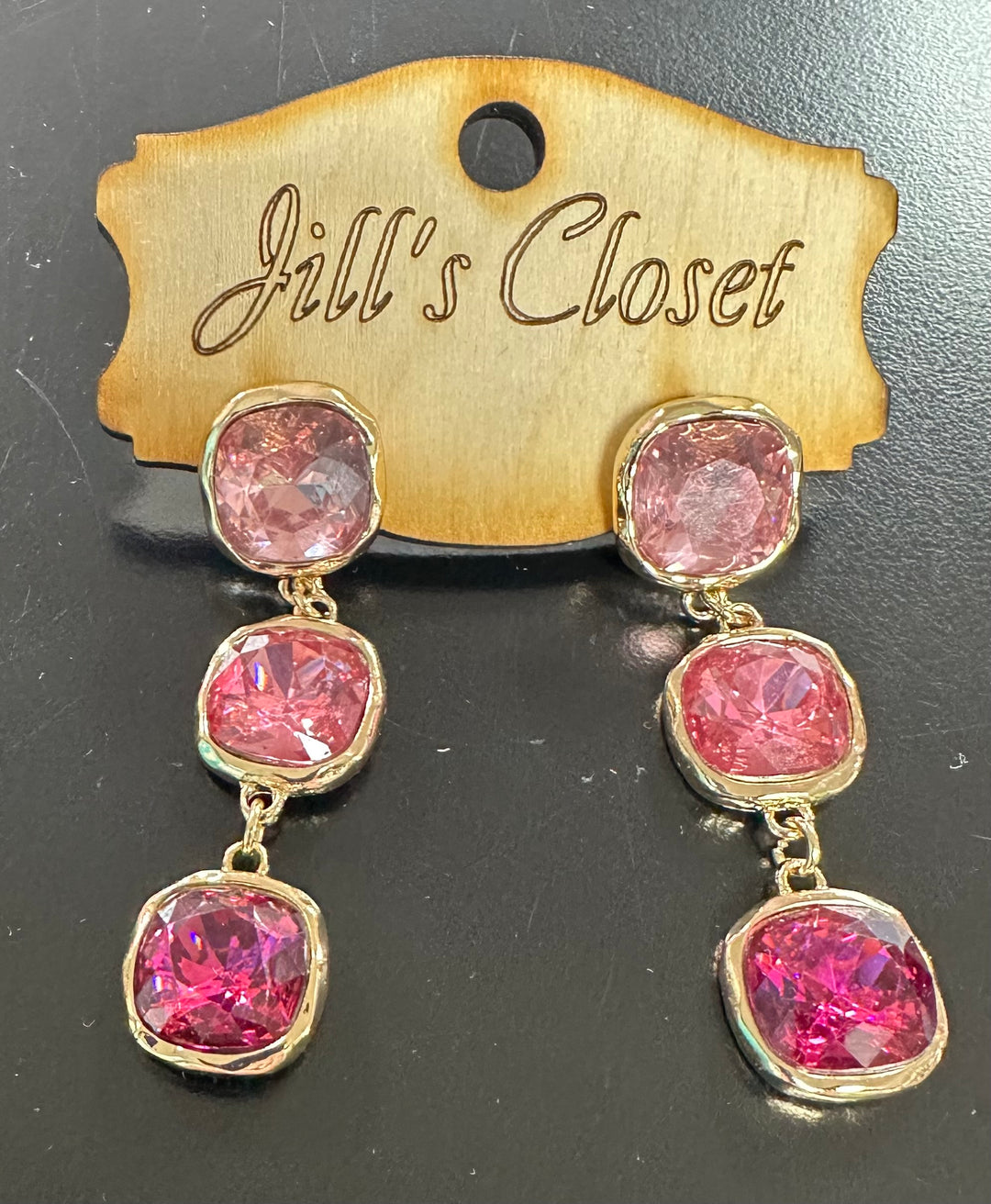 Triple Drop Rhinestone Stud Earrings