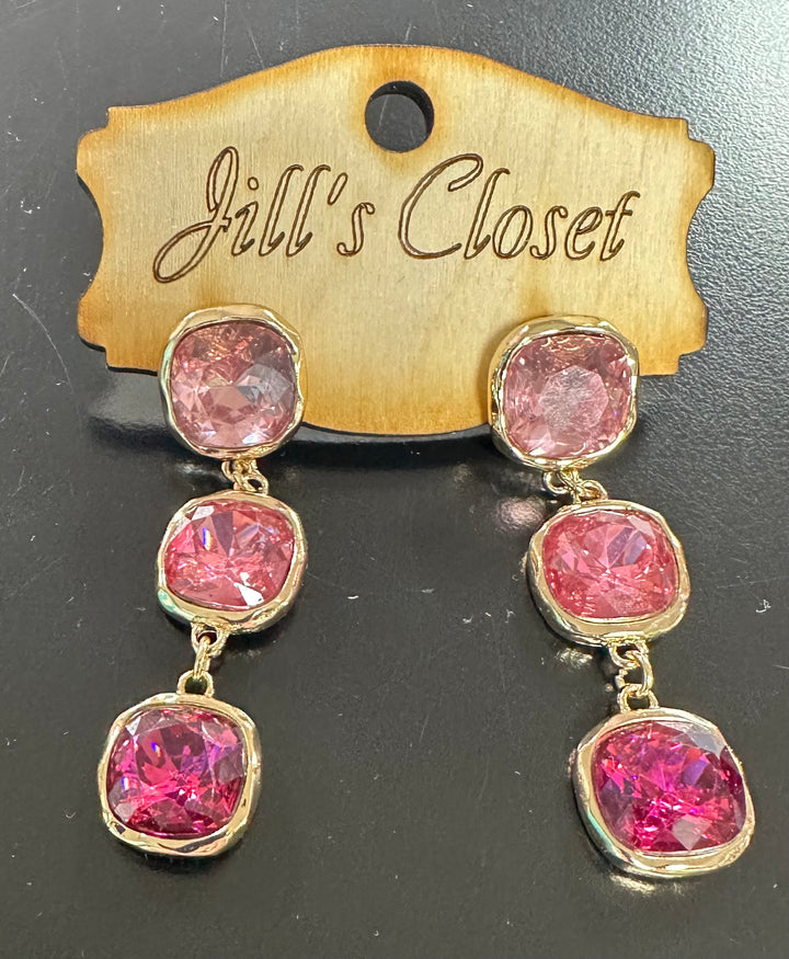 Triple Drop Rhinestone Stud Earrings