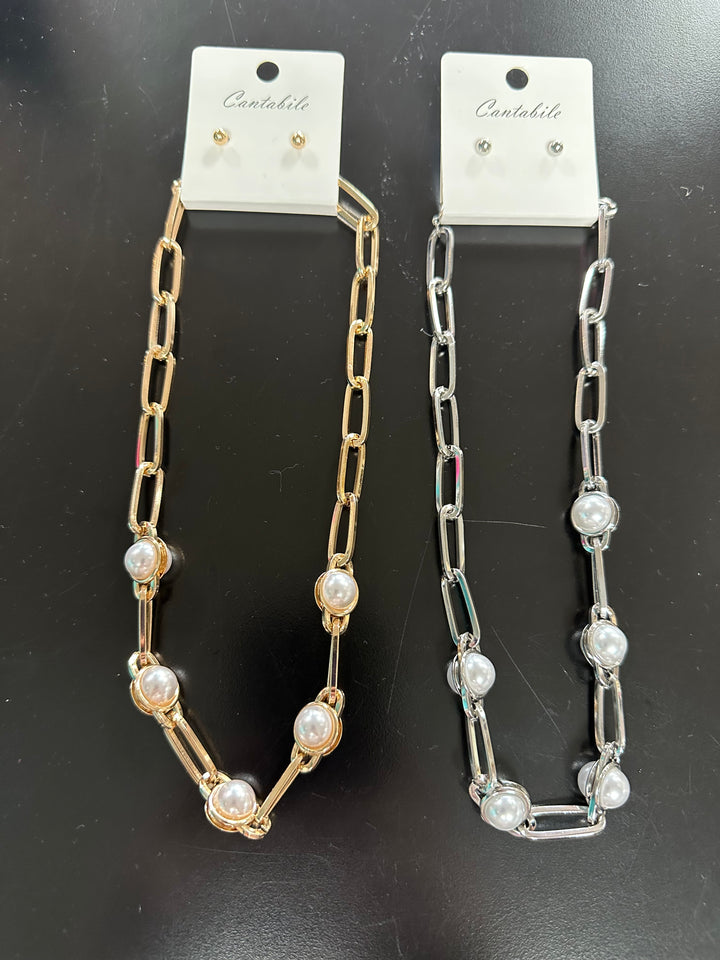 Linked Pearl Bracelet or Necklace
