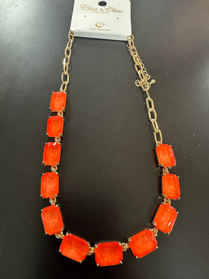 Sherbet Faceted Stone Necklace