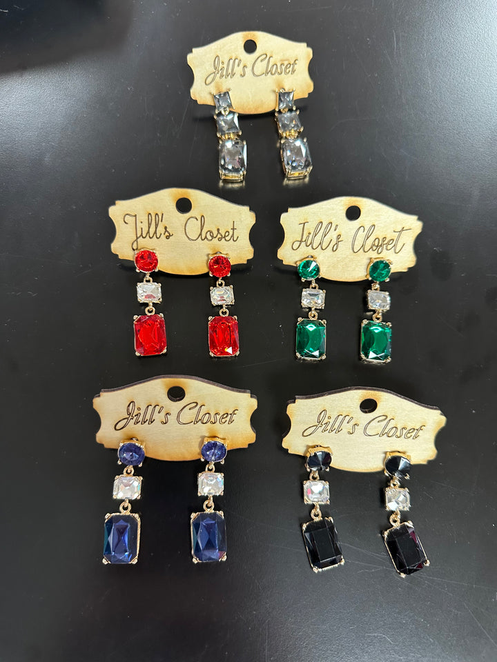 Triple Bling Stud Earrings
