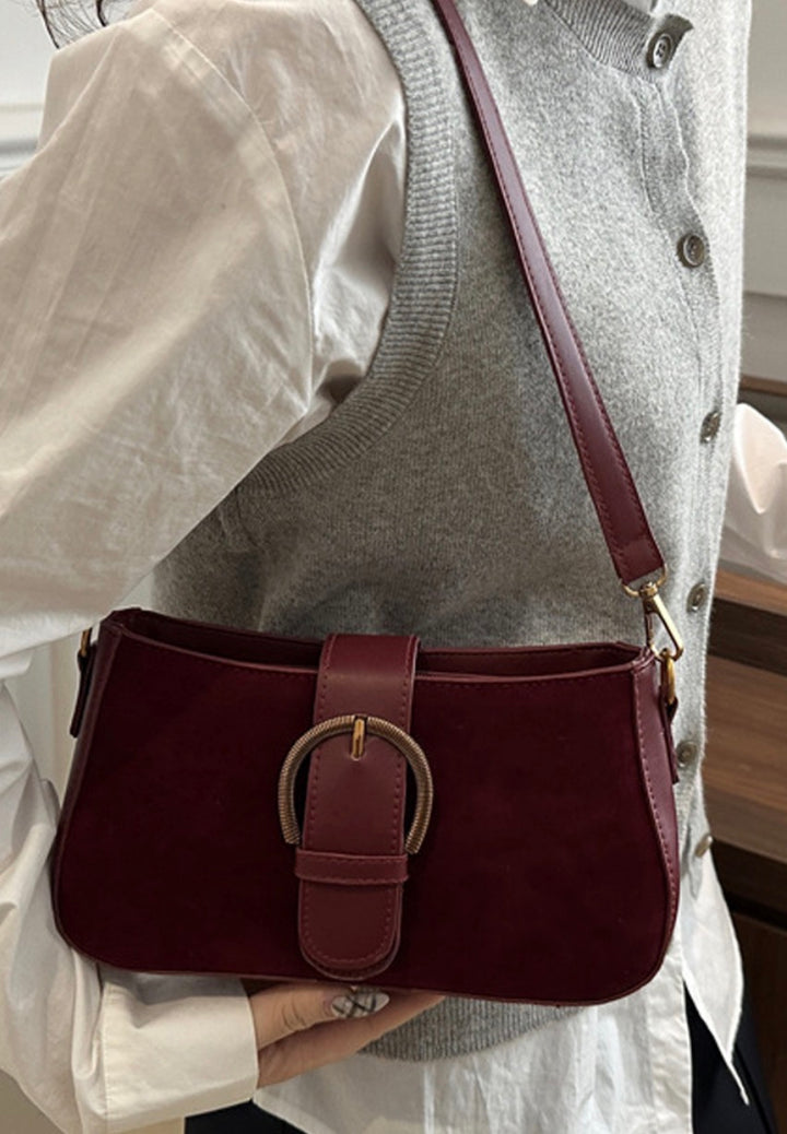 Faux Suede buckle Bag