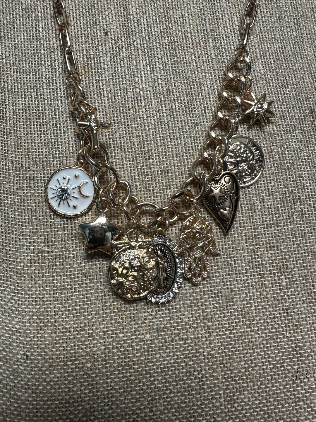 Gold Charm Necklace & Earrings Set