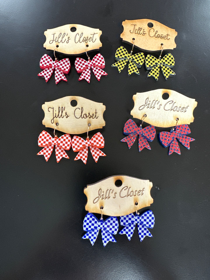 Checkered Bow Earrings