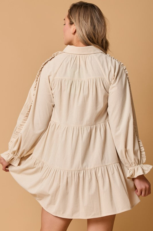 Latte ruffle corduroy dress