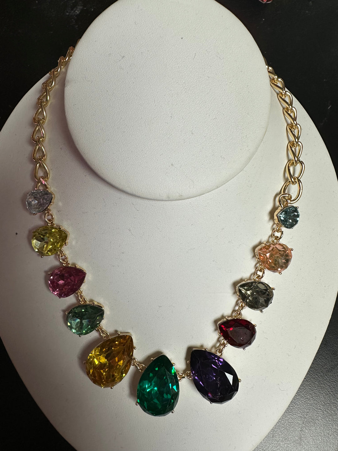 Teardrop Faceted Stone Necklace