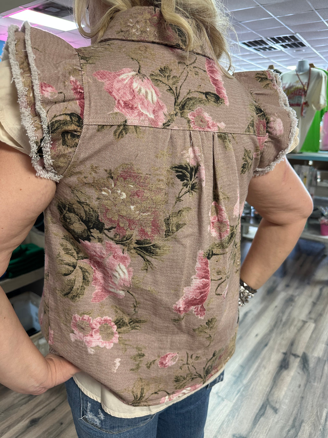Latte Floral Vest
