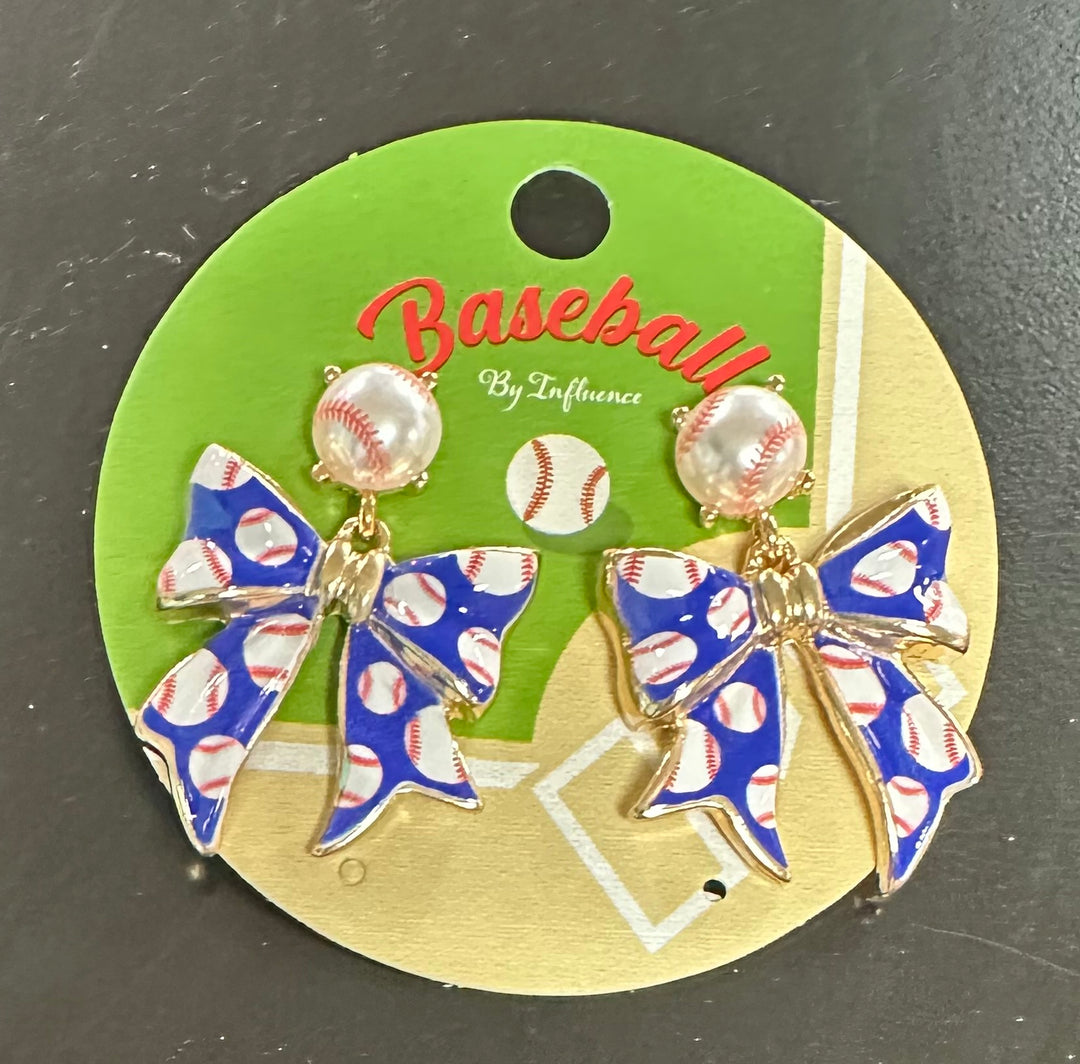 Baseball Bow Earrings