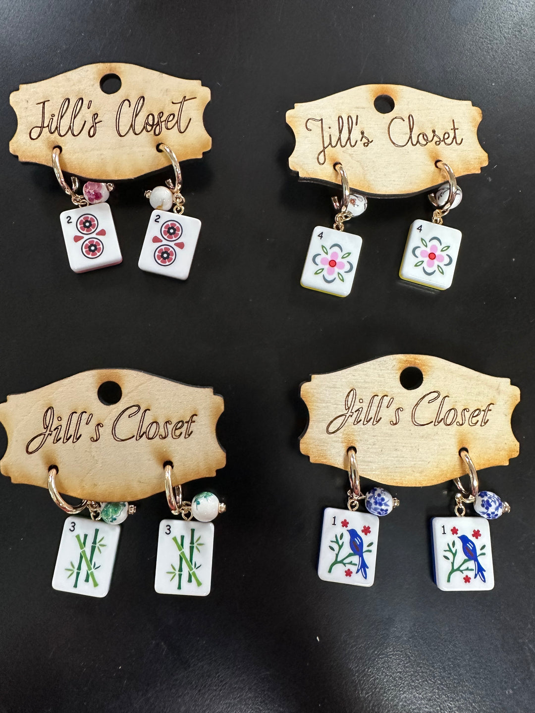 Mahjong Hoop Tile Earrings
