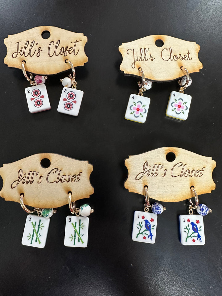 Mahjong Hoop Tile Earrings