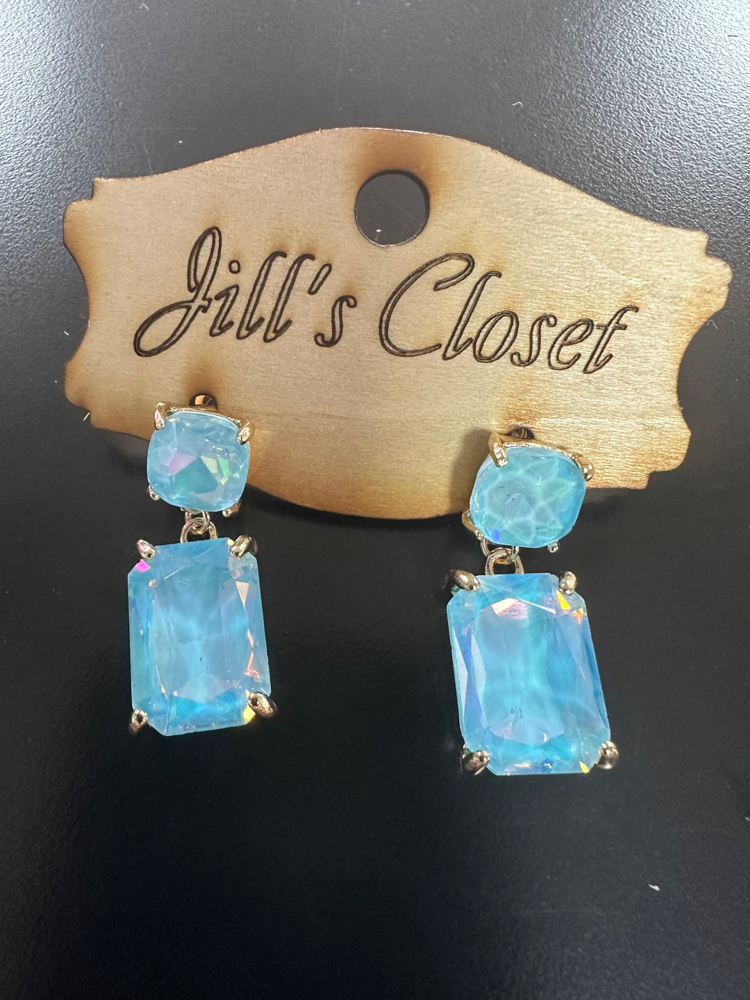 Pale Blue Faceted Stone Stud Earrings